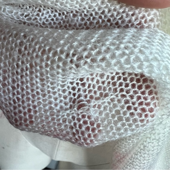 Cocolove Sz M L Mohair Blend Knit Floral Tunic Top Short Sleeve Sweater White - Picture 13 of 15